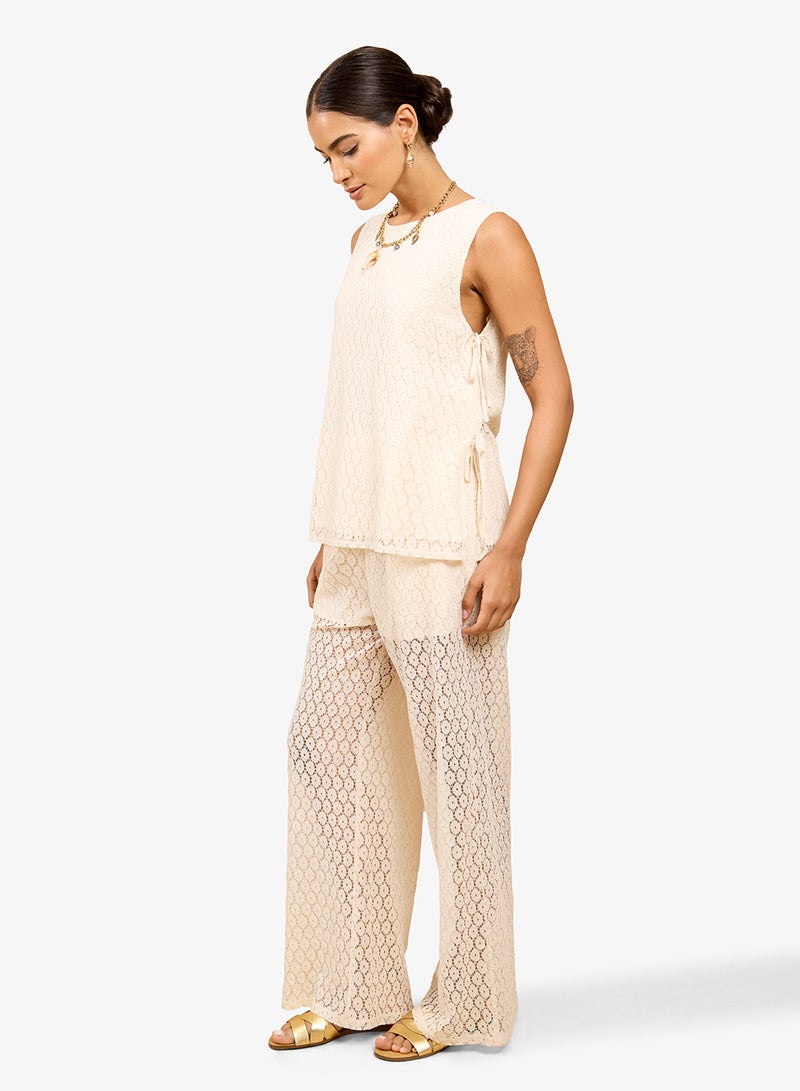 Little Mistress Cream Lace Top Dress - Image 4